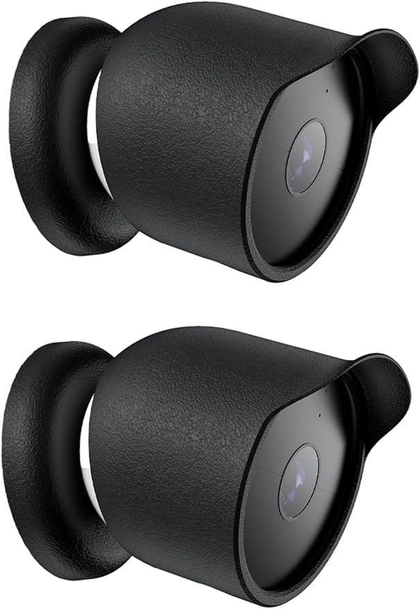 2-Pack Cover for Google Nest Cam Outdoor or Indoor (Battery, 2nd Gen), FJIASTB Soft Silicone Protective Case, Shockproof, Waterproof (Black)