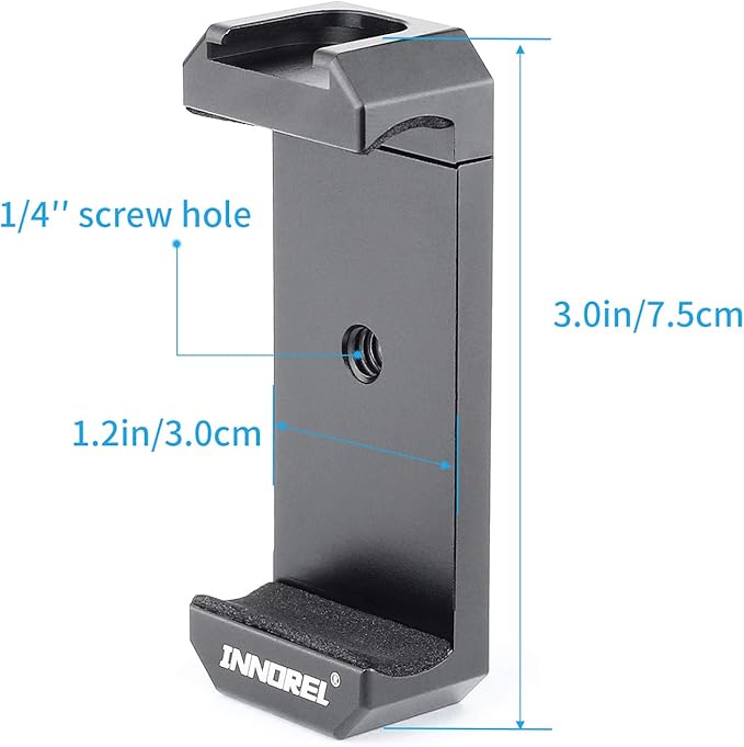 Magic Arm and Phone Mounting Clip, INNOREL Universal Aluminum Alloy Telephone Clamp with A 1/4" to 3/8" Screw for Camera Tripod External Shooting Equipments
