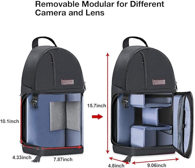 MOSISO Camera Sling Bag, DSLR/SLR/Mirrorless Camera Backpack Case Shockproof Photography Backpack with Tripod Holder & Removable Modular Inserts Compatible with Canon/Nikon/Sony/Fuji, Space Gray