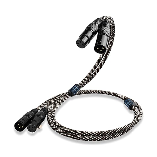 Audiophile HiFi Audio XLR Cables - 2XLR,4.92ft,15 AWG,4N OFC Core,Gold-Plated Plugs,with Nylon Braid,Subwoofer Cable,Compatible with CD Player,AMP,Speaker& Effect Processor(4.92ft/1.5m) 2-Pack