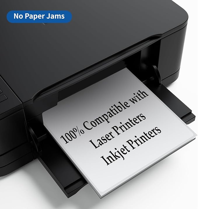 Full Sheet Labels 8.5” x 11” Sticker Paper Matte White, Large Shipping Label Paper for Inkjet Laser Printer, 250 Counts