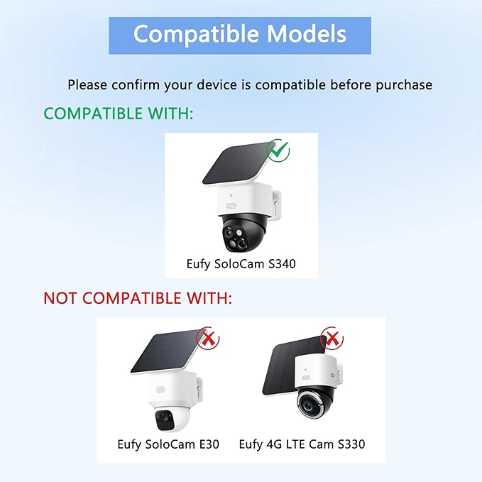 Camera Corner Mount and Rain Cover Compatible with Eufy Security Solocam S340, Stainless Steel Wall Bracket Achieve a Wider View Range 270°, Sun Rain Shade Weatherproof Anti Glare Cover for Outdoor
