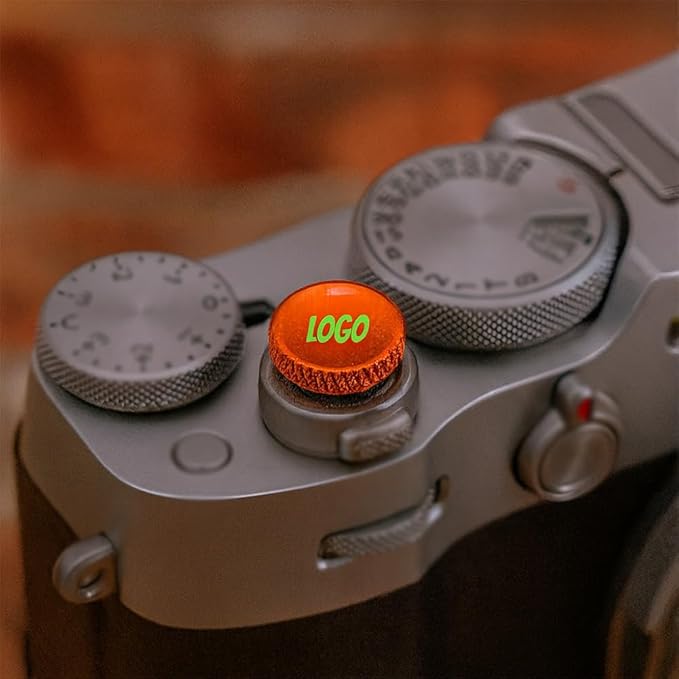 Custom Metal Soft Shutter Release Button with Personalized Logo, Text or Image, Compatible with Fujifilm Threaded Models, 2-Pack (Blue)