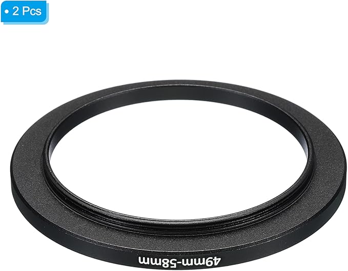 PATIKIL 49mm-58mm Metal Step Up Ring, 2 Pack Camera Lens Filter Adapter Ring Aluminum Filter Adapter Ring for Camera Lenses Hood, Black