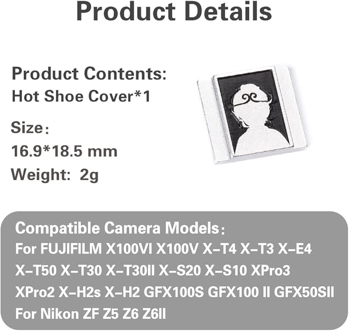 Camera hot Shoe Cover for Nikon z9 z8 z7 z50 z30 zf d3500 d810 for Fuji X100VI X100V X-M5 X-E5 X-T30 (dasheng1)