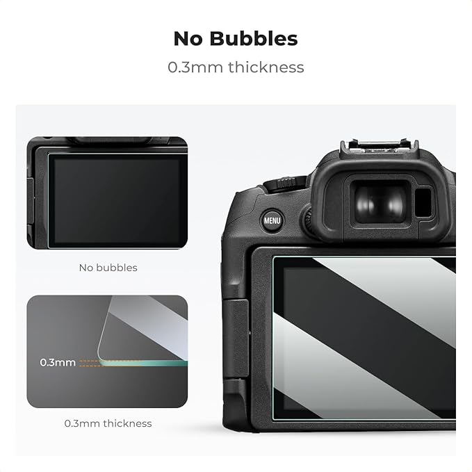 K&F CONCEPT 3 Pack Camera Screen Protector Kit Compatible with Canon R50 R8, 0.3mm 9H Hardness Tempered Glass Cover Anti-Scratch Bubble-Free & Hot Shoe Cover