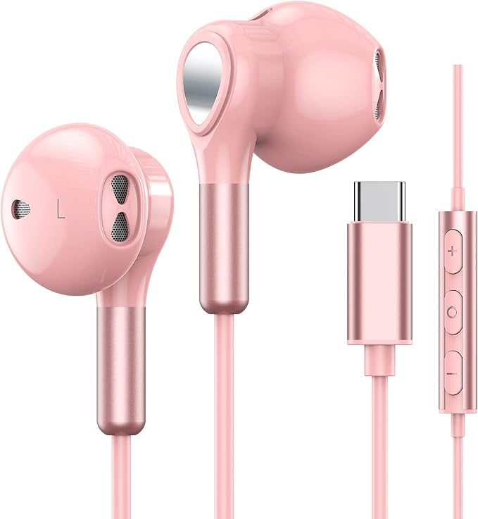 USB C Headphones for Samsung Galaxy S24 S23 Ultra S22 S21 FE S20 A54 A53 USB C Earphones with Mic Volume Control Wired Earbuds USB Type C Headphones for iPhone 16 15 Pro Max Plus iPad Pro Pixel 8 7 6a