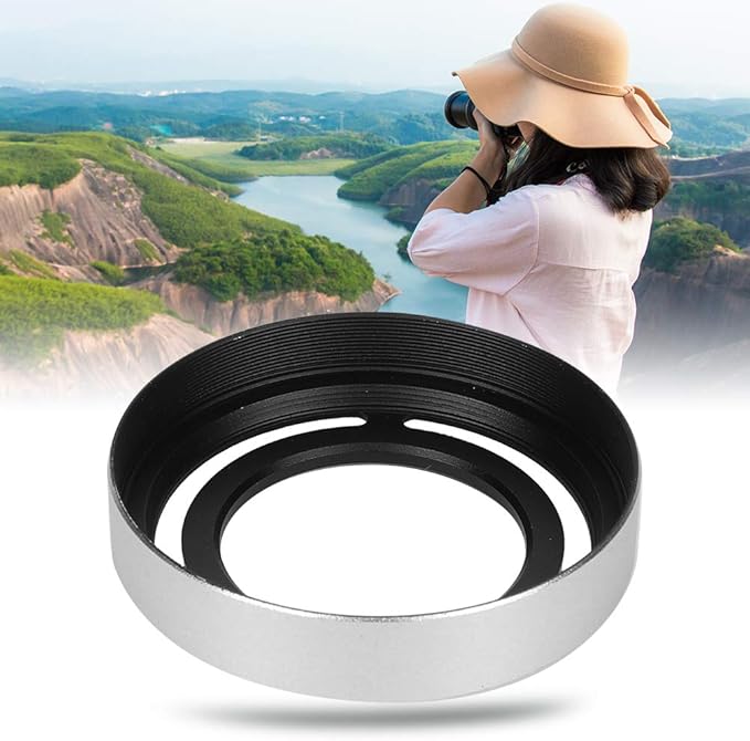 Hollow Metal Lens Hood - Compact Lens Hood - Detachable Camera Lens Hood - for X10/X20/X30 Camera(Silver)