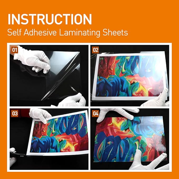 [VIOLETTO] 50 Sheets - Self Adhesive Laminating Sheets for Ultimate Protection. No Machines Needed, 4 Mil Thickness, 8.5 x 11 Inches. Effortless, Durable & Perfect for Documents & Photos.