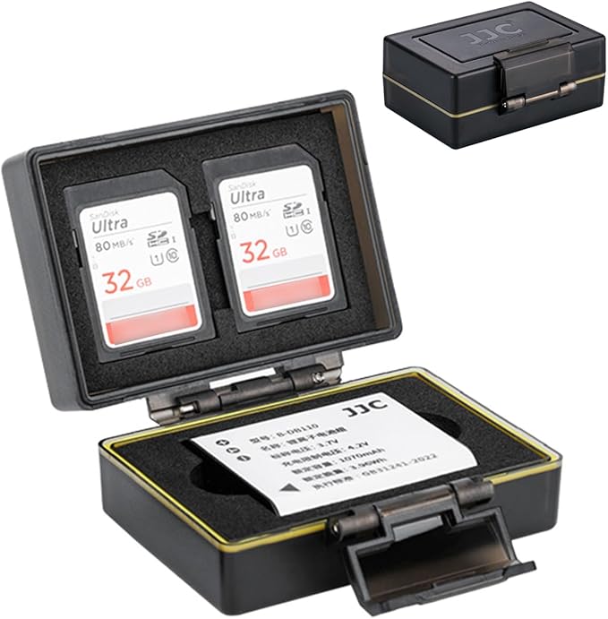 DB-110 LI-90B LI-92B Camera Battery Memory Card Storage Case Holder for 2 Slots SD Card + 1 Slots Battery, Olympus Ricoh Camera Batteries Box for Olympus TG-7 TG-6 TG-5 TG-4 TG-3 Ricoh GR3 GR3X HDF