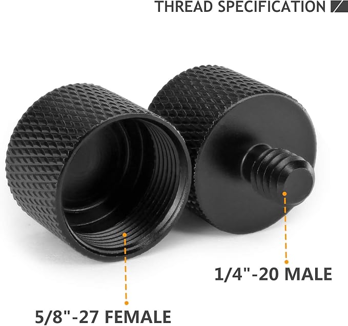 5/8 to 1/4 Adapter, Mic Thread Adapter 5/8" Female to 1/4" Male for Mic Stand, Camera Monitor, Tripod, Microphone Holder 2 Pack
