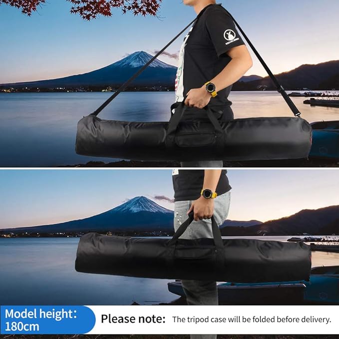 HEMMOTOP Tripod Carrying Case, 39x7in All Sides Thick Padded Tripod Bag with Shoulder Strap and Handle, Heavy Duty Light Stand Bag with Two Zippered Pockets for Pool Cue, Speaker Stand -R10018