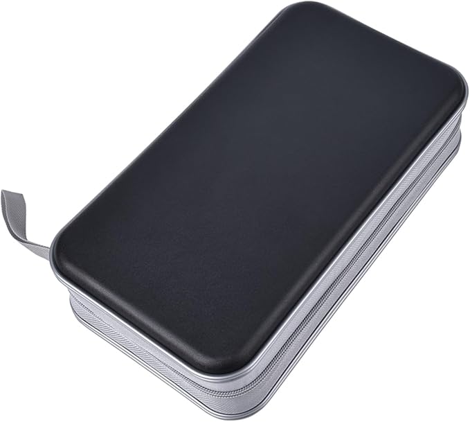 alavisxf xx CD Case, 96 Capacity Hard Plastic CD Holder Protective DVD Disc Storage Case Holder Portable Zipper CD DVD Organizer Storage Wallet for Car Home Travel (96 Capacity, Black)