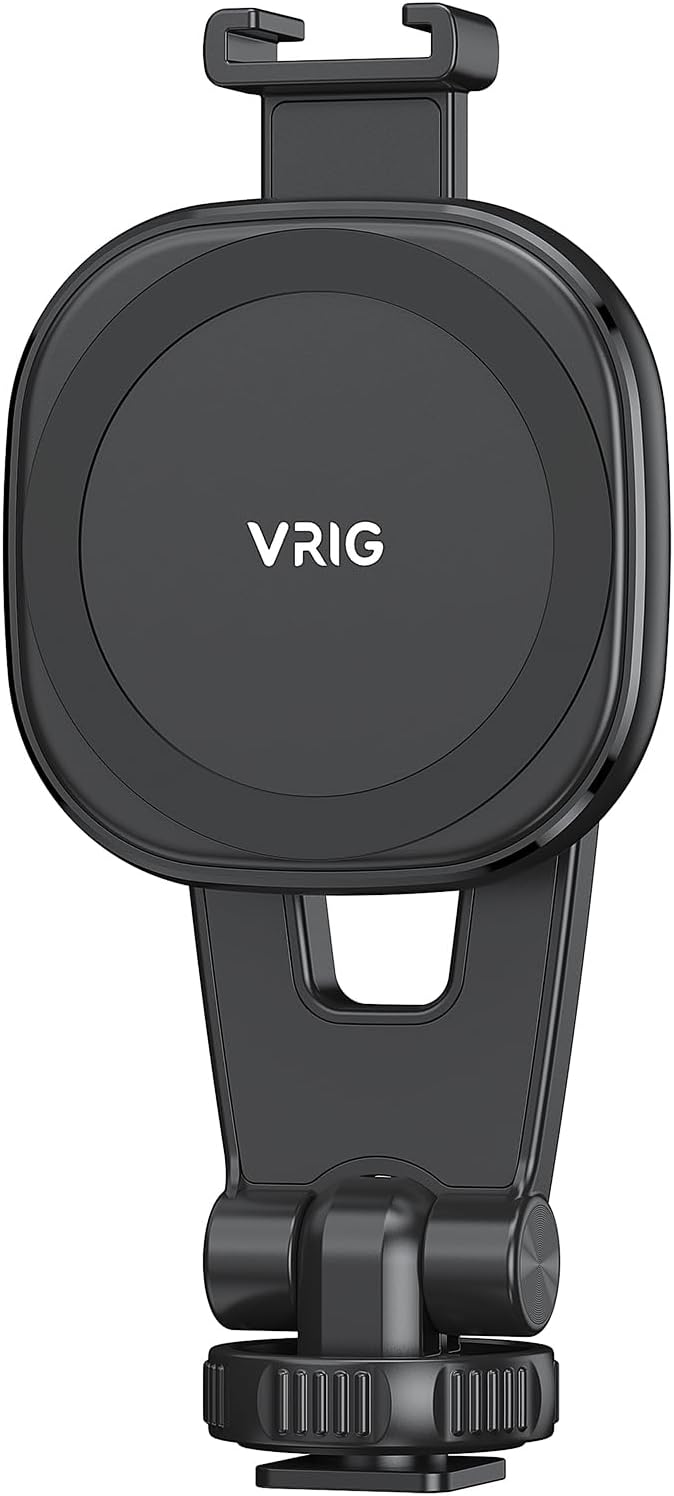 VRIG MG-03 Magnetic Phone Tripod Mount, Tripod Mount for Magsafe Cold Shoe for iPhone 16 15 14 13 12 Series, Magnetic Ring Compatible with All Phones & Cases, 360° Rotation, for Tripods, Cameras