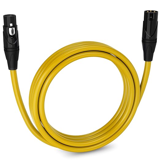 LyxPro 10 Feet XLR Microphone Cable Balanced Male to Female 3 Pin Mic Cord for Powered Speakers Audio Interface Professional Pro Audio Performance and Recording Devices - Yellow