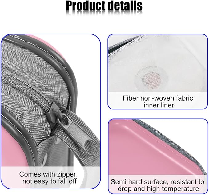 Car CD Case, 48 Capacity Hard Plastic & Non-Woven Fabric Vehicle DVD Case Holder with Zipper, Portable Automotive Disc Wallet Storage Organizer Binder for Travel, Universal Fit (Pink)
