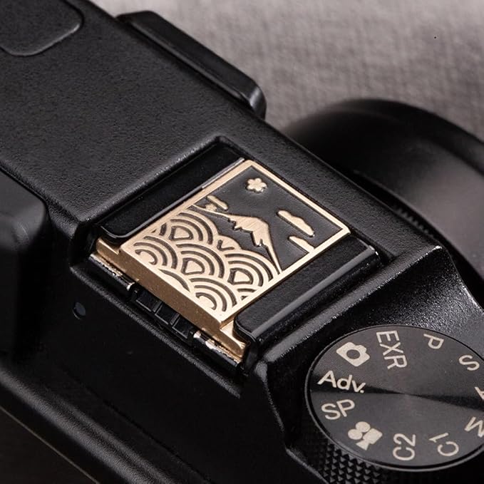DBZZ Wave Pattern Camera hot Shoe Cover Camera Shutter Button for Fujifilm X-T50 X-S20 X-S10 X-T4 XT30 for Nikon Z6iii Z7 Z30 Z50 ZF (Brass YH Cover)