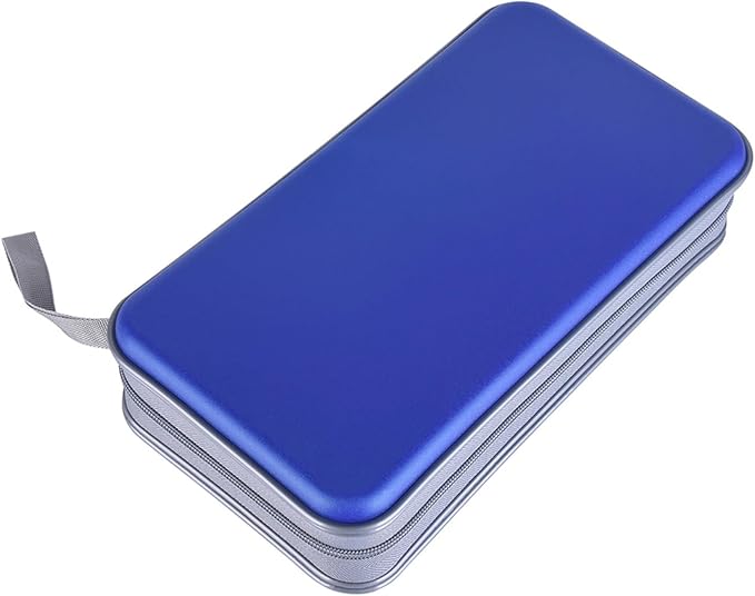 alavisxf xx CD Case, 96 Capacity Hard Plastic CD Holder Protective DVD Disc Storage Case Holder Portable Zipper CD DVD Organizer Storage Wallet for Car Home Travel (96 Capacity, Blue)