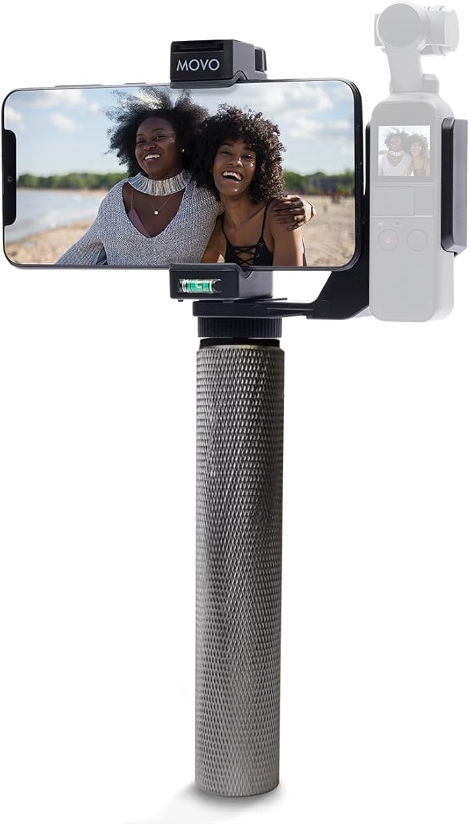 Movo Video Rig Compatible with The DJI OSMO Pocket 1, 2 - Includes Universal Smartphone Mount, Grip Handle, and 2 Cold Shoes for Mounting Microphone, Light - OSMO Pocket Microphone and Video Rig