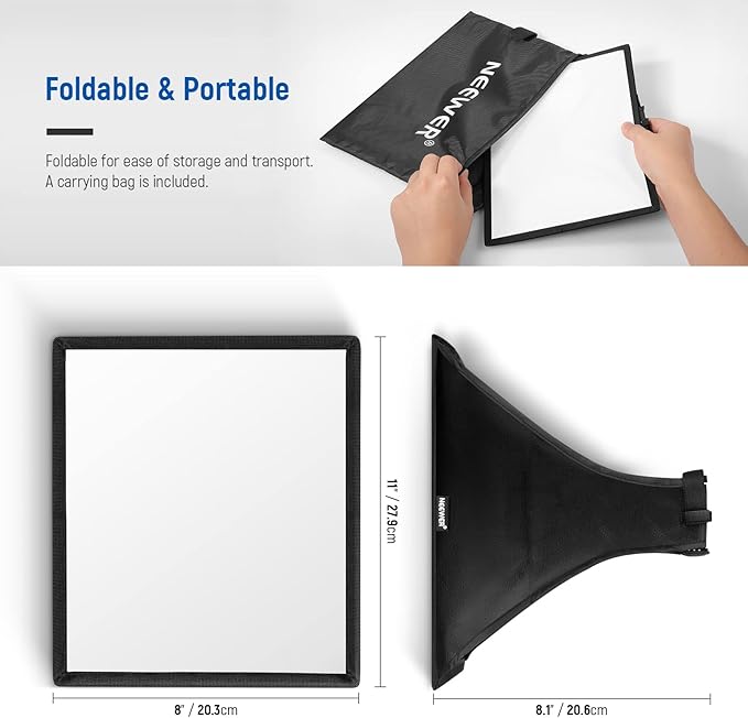 NEEWER Flash Diffuser Light Softbox 11" x 8", Universal, Collapsible with Storage Pouch Compatible with Canon Nikon Sony Godox Yongnuo NEEWER speedlight