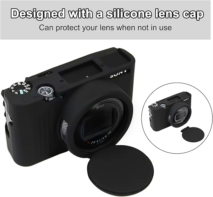 Easy Hood Camera Case for Sony RX100 VII, Soft Silicone Protective Cover Protector Skin Removable Lens Cover for Sony DSC-RX100 VII DSC-RX100M7 Digital Camera (Black)
