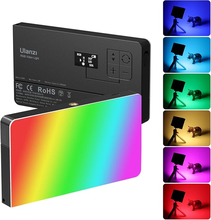 ULANZI PL-01 RGB Video Light, Portable RGB Camera Light with 4000mAh Battery, 360° Color 20 Light Effects, CRI≥95 2500-9000K LED Panel DSLR Photography Lighting for YouTube, Video Conference, Vlogging