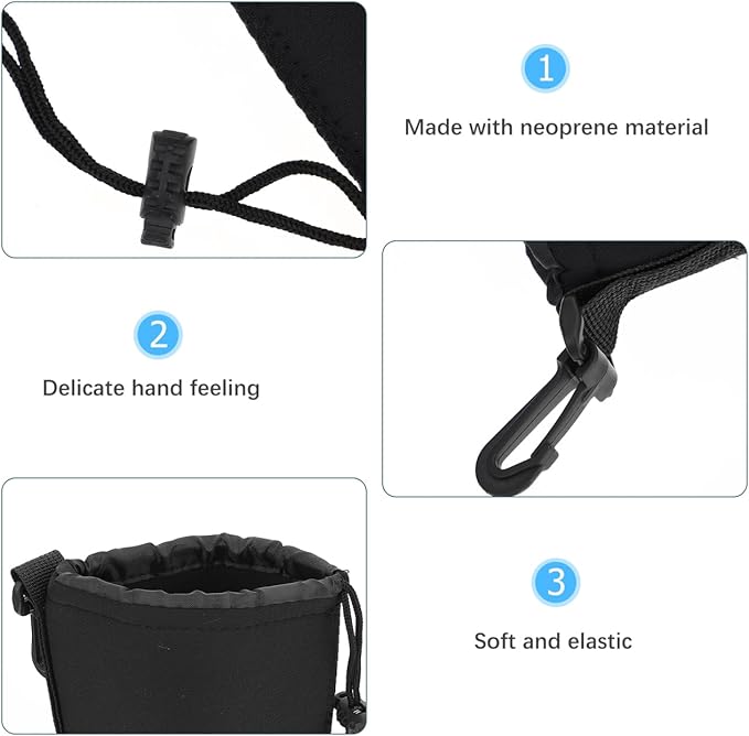 Neoprene Camera Lens Bag Pouch for Dslr Lenses 3.93X3.14X3.14 Inch Compact Protective Case Shockproof Thermal Insulation Drawstring Cover