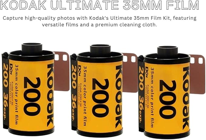 Kodak Gold 200 35mm Film Bundle, 3 Rolls, 36 Exposures Each, for 35mm Film Camera Includes Balveli Premium Microfiber Cloth - Kodak Gold 3 Pack