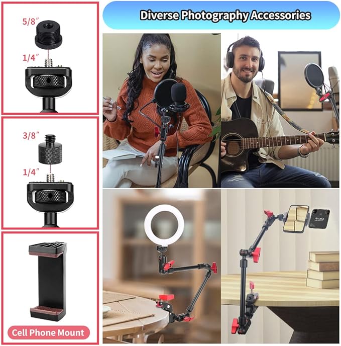 13" Adjustable Magic Arm with Super Clamp Camera Mount & 22" Adjustable Magic Arm with Super Clamp Camera Mount