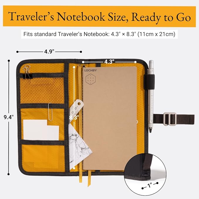 LOCHBY® Voyager Journal | Water Resistant Waxed Canvas | Pen Loop | Included Tomoe River Notebook | Perfect for Travel, Art, Bullet Journal