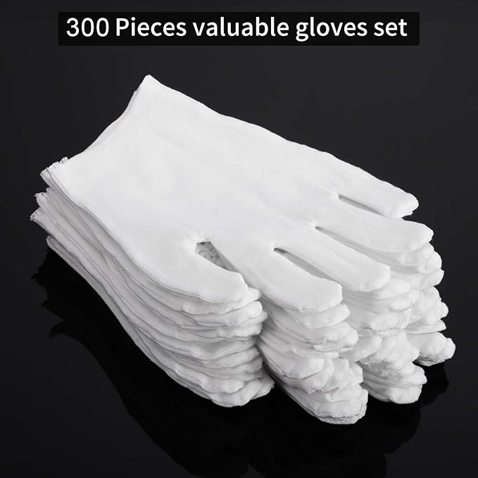 Frienda 300 Pcs Cotton Gloves Bulk Large Size for Men Women Inspection Gloves for Dry Hand Art Handling Coin Jewelry (XL)