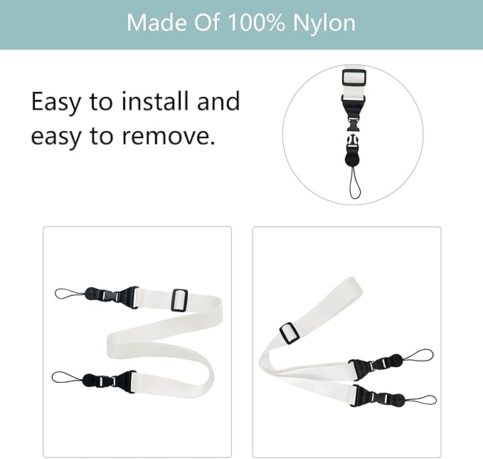 Adjustable Shoulder Strap:Comfortable iPad Strap Nylon Neck Lanyard for iPad/Samsung Tablet Case,Camera Binocular Crossbody Laptop Luggage Bag(White)
