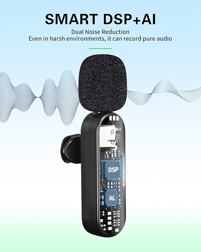 Wireless Lavalier Microphones Compatible for iPhone, Android Phone, Camera, Computer, Professional Wireless Mini Microphone for Video Recording, Vlog, YouTube, TikTok (4 Mics)
