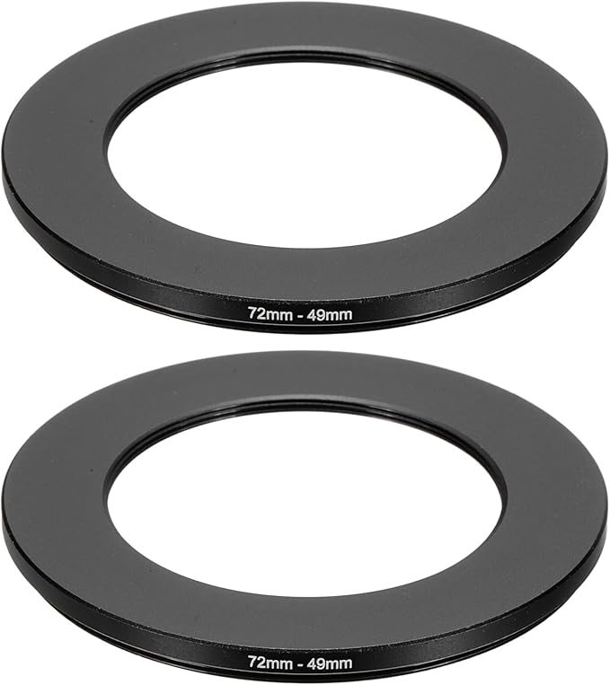 PATIKIL Step Down Ring Adapter 72mm to 49mm, 2 Pcs Filter Step-Down Rings Camera Lens Filters Metal Ring Digital for ND IR DSLR Lenses, Black