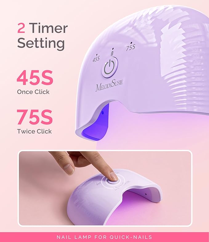 MelodySusie Mini Cordless UV Nail Lamp, P-ART06G Rechargeable Portable LED UV Light with Smart Sensor, 4-Finger Curing for All Soft Gels, Especially Half-Cured Gel, Base Coat & Top Coat, Purple