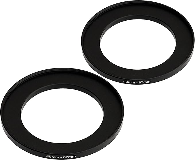 (2 Pcs) 49-67MM Step Up Ring Adapter, 49mm to 67mm Filter Ring, 49 mm Male 67 mm Female Stepping Up Ring for DSLR Camera Lens and ND UV CPL Infrared Filters