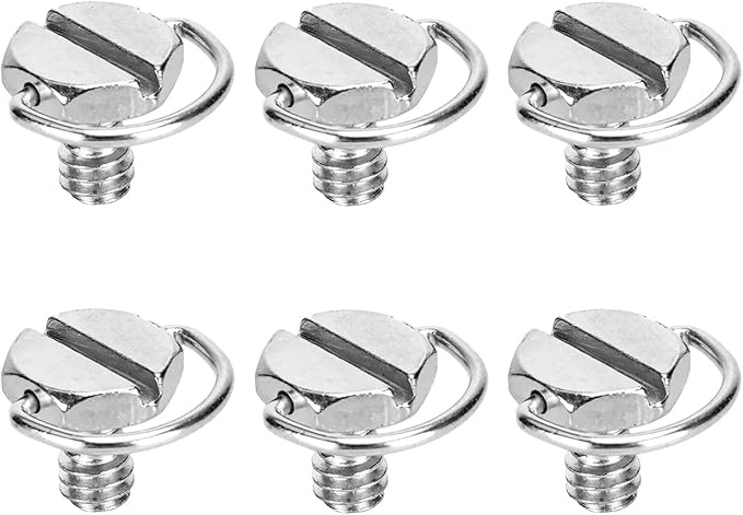 koolehaoda Stainless Steel D Shaft D-Ring 1/4" Mounting Screw 10mm Shaft for Camera Tripod Monopod or Quick Release (QR) Plate - (6 Pack)