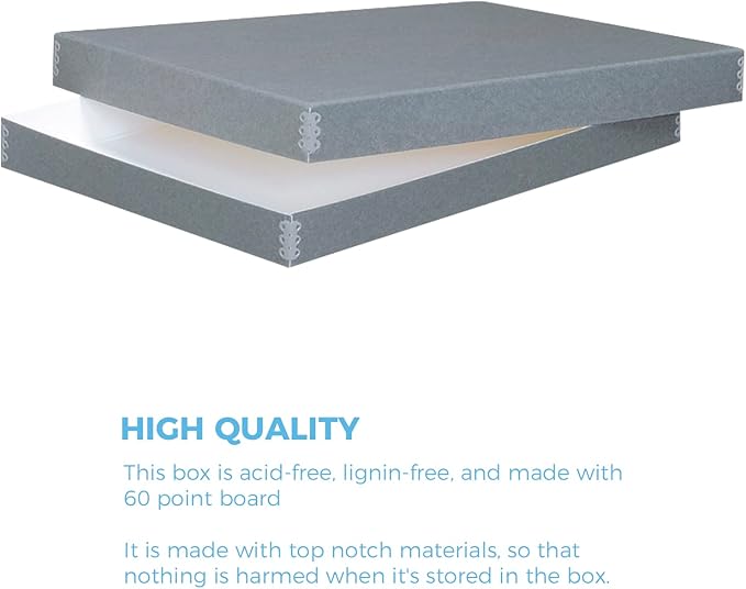 Lineco, Archival Newspaper Preservation Storage Box, Drop Front Design with Metal Edge, Acid-Free File Organizer, Preserveor for Photos, Documents, Scrapbook, Magazines, 22x15 Gray