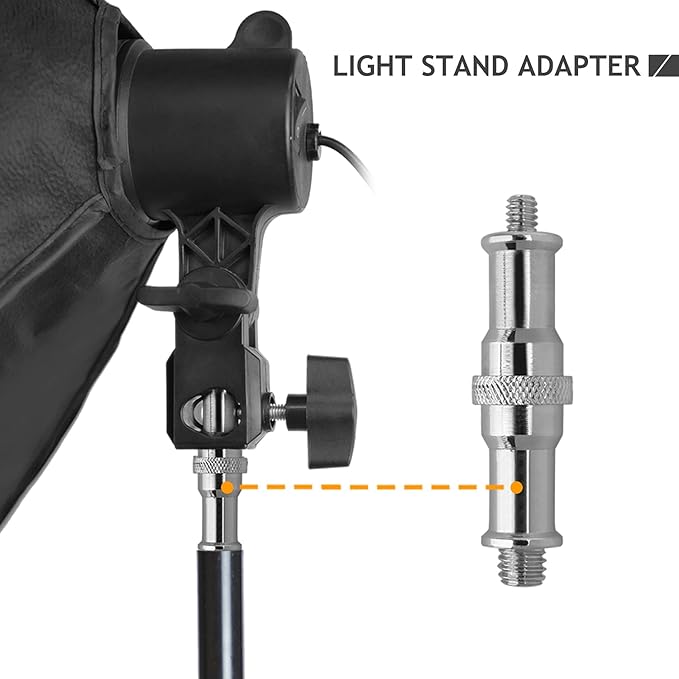 2 Pcs Light Stand Adapter, Spigot Stud 1/4" to 3/8" Metal Male Convertor Threaded Screw Adapter for Studio Light Stand, Camera Tripod Mount, Hotshoe/Coldshoe, Ballhead Frgyee
