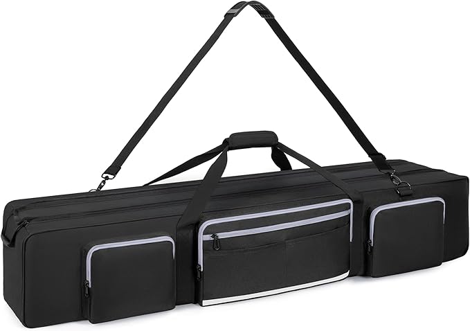 Tripod Carrying Case, 50.8" Heavy Duty Tripod Bag with Padded Divider Light Stand Bag Dual Zipper Photo Studio Equipment Large Carrying Bag for Monopods, Mic Stand, Tent Pole, Boom Stands