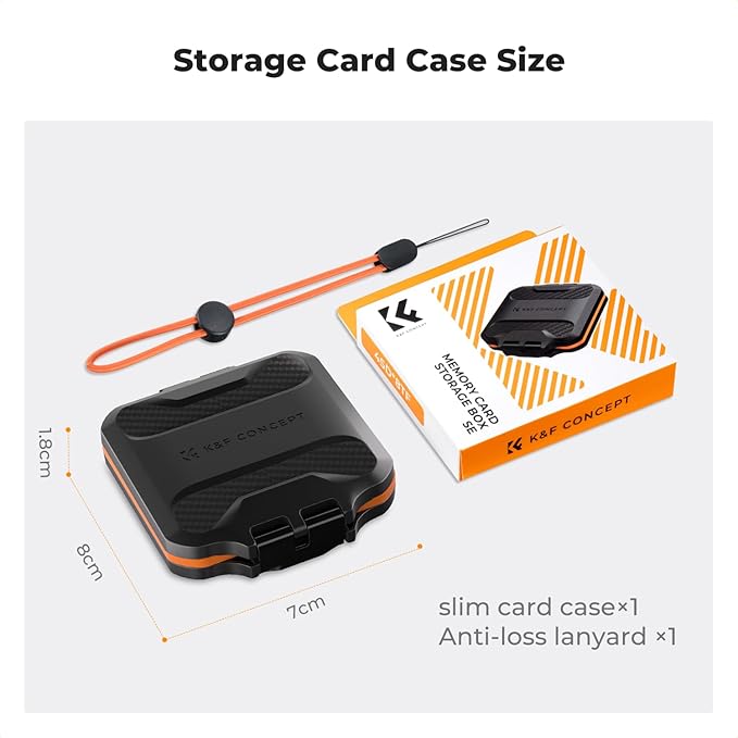 K&F CONCEPT 12 Slots Memory Card Case, Water-Resistant Card Holder, Anti-Shock Card Carrying Storage Box for 8 Micro SD SDXC SDHC TF Cards and 4 SD SDXC SDHC Cards