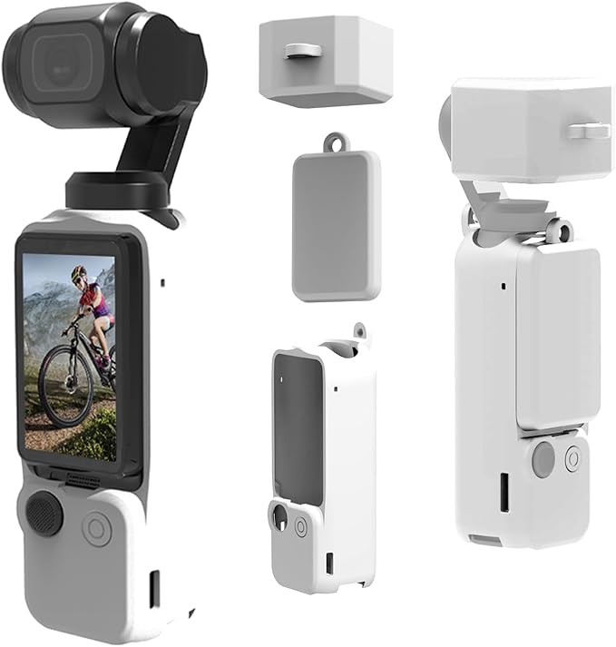 PULUZ Pocket 3 Silicone Cover, Soft Protective Case Compatible with DJI Osmo Pocket 3, Lens Protector Screen Protector Grip Cover Accessories(White)