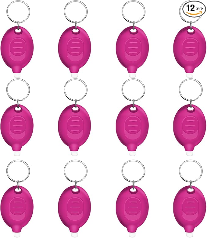 Mini LED Keychain Flashlight, Ultra Bright Tiny Flashlight, Small Keychain Flashlight White Light, Micro Pocket Key Ring LED Flashlight for Emergency Lighting - Pink Shell (12PCS)