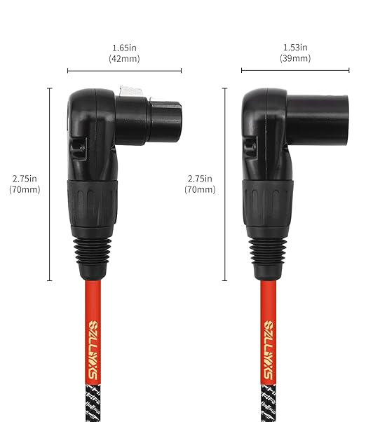2-Pack Right Angle XLR Cable,3 FT,Adjustable-Female XLR to Male XLR Microphone Mic Cable Cord, 90 Degree Female to 90 Degree Adapter for Sound Devices Mixer Recorder