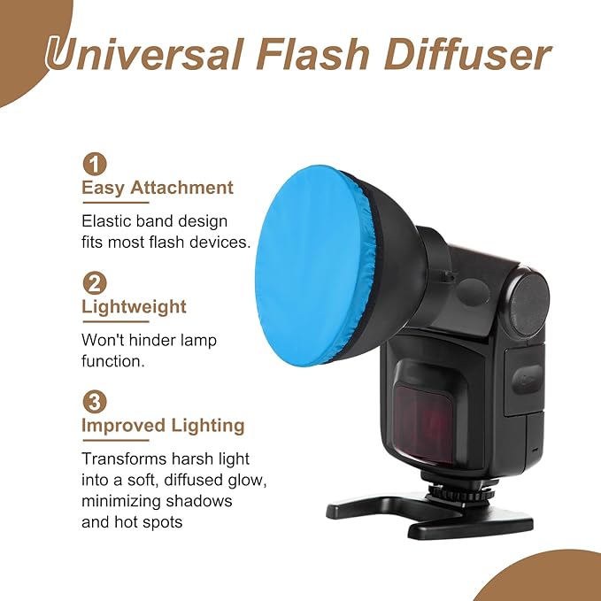 PATIKIL 6.3" x 6.3" Soft Mini Flash Diffuser Cap, 2 Pack Universal Elastic Flash Diffuser Cover for DSLR Camera Flashlight, Blue