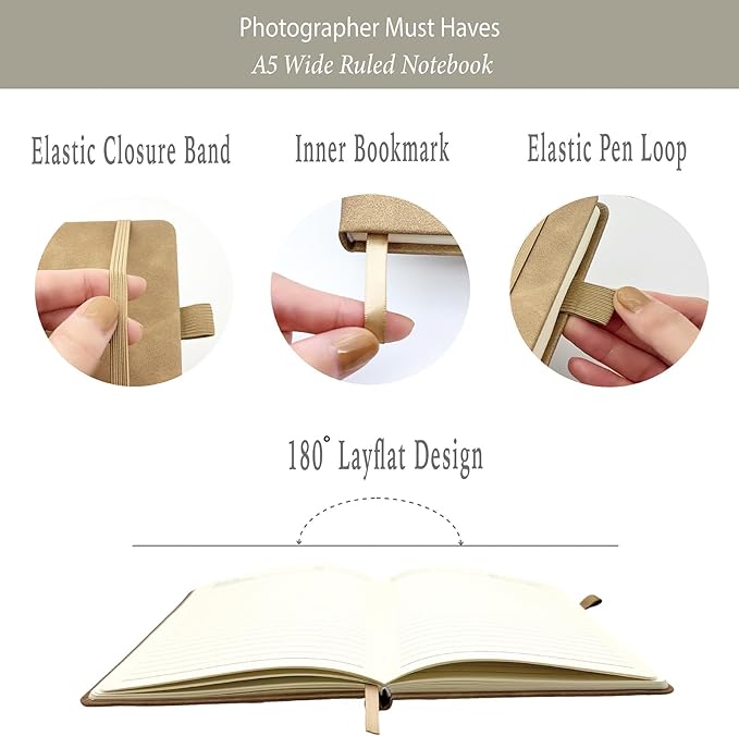Photography Gifts for Photographers Women Men, Photographer Prayer Leather Journal 200 Pages Engraved Notebook A5 Lined with Pen, Photography Lovers Gift Ideas Birthday Graduation Retirement Christmas