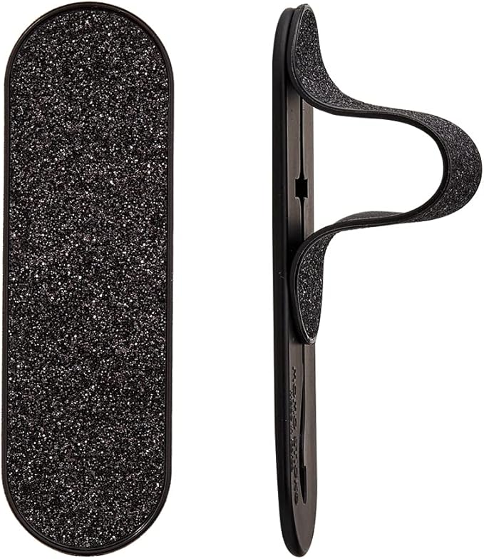 Momostick Flatstick, Cell Phone Finger Grip Strap Holder for Hand, Cell Phone Stand, New Slim Finger Loop Selfie Grip Compatible with Most Smartphones - Glitter Black