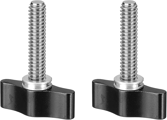 PATIKIL Clamping Screw Knob 1/4" x 1.63", 2Pcs Aluminum Alloy t Shaped Camera Thumb Screws for DSLR Flash Bracket Light Stand Adapter Action Sports Camera Mounting System, Black