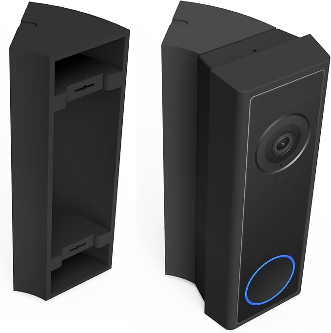 No-Drill Corner Mount Compatible with Eufy C30 C31 Doorbell No Drilling Corner Wedge Mount, 45 Degree Bracket Adhesive or Screw Mounting Made in UK