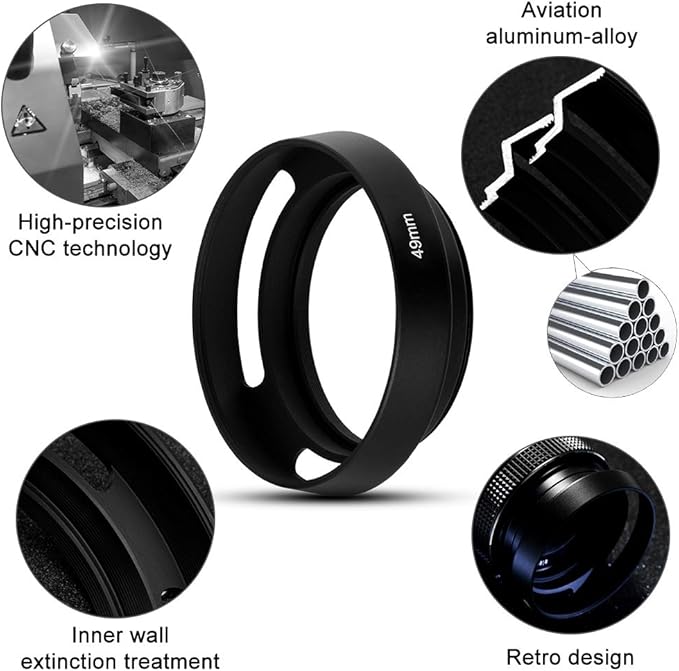 67mm Hollow Lens Hood Universal Metal Hollow Vented Tilted Curved Lens Hood with Centre Pinch Lens Cap for Leica Canon Nikon Sony Pentax Olympus Fuji Camera + Microfiber Cleaning Cloth